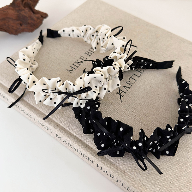 Bandă Lată pentru Păr cu Dots și Volănaș