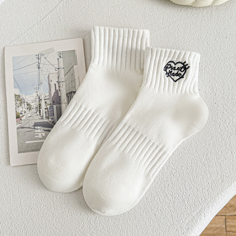Broderade Hjärta Crew Strumpor