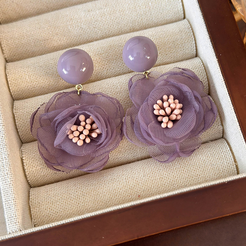 메쉬 플라워 이어링