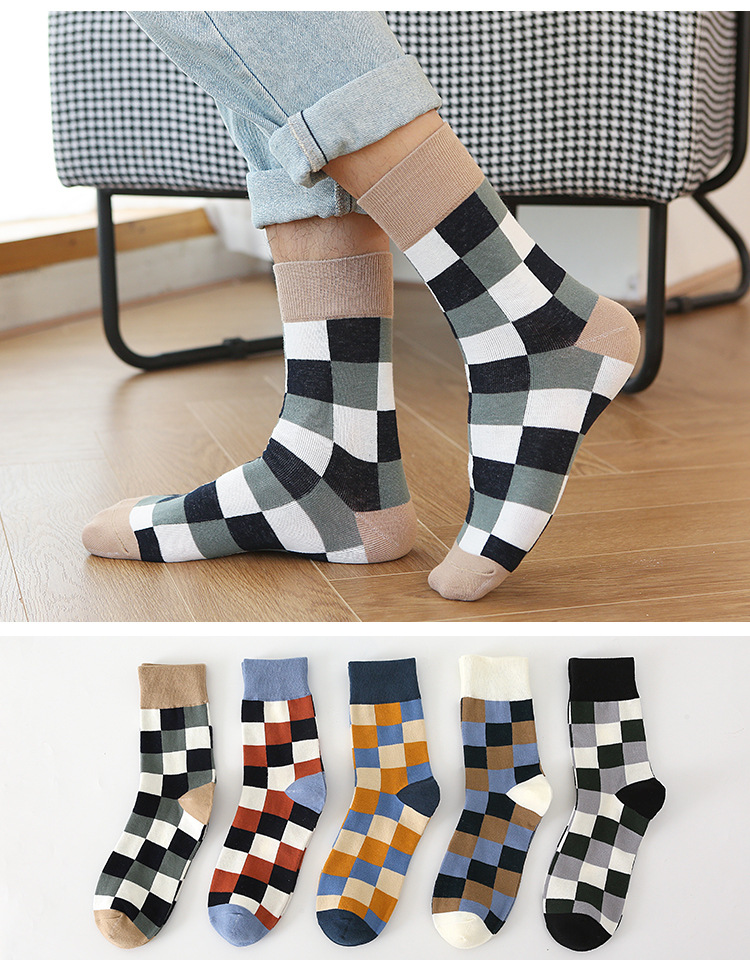 Pánské Casual Podkolenky s Kostkovaným Vzorem