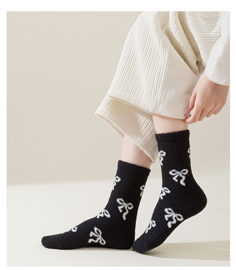 Meias Mid-Calf Forradas com Laço