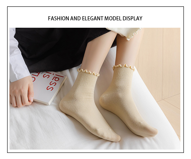 ถุงเท้ายาวครึ่งน่องผ้าฝ้ายสำหรับผู้หญิง