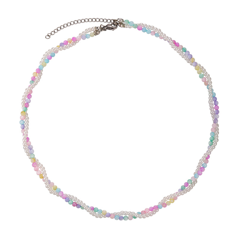 قلادة لؤلؤ ملون بالخرز