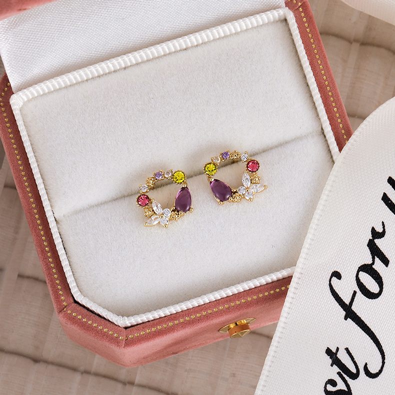 지르코니아 플라워 이어 스터드