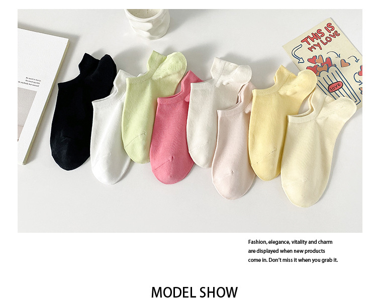 여성용 파스텔 컬러 인비저블 앵클 삭스