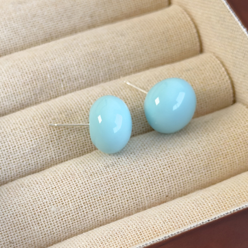 레진 오벌 볼 귀걸이