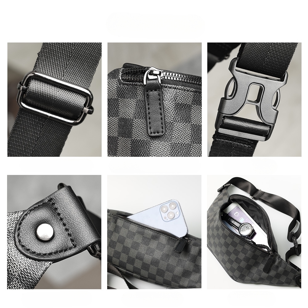 Bolso Transversal de Peito Masculino Xadrez