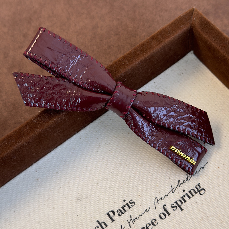 Kožená Spona do Vlasů Kachní Zobák s Mašlí