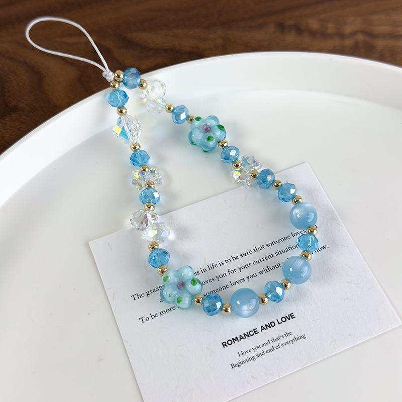 سلسلة هاتف من خرز الزجاج المتلألئ