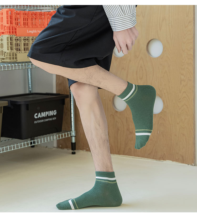 Чоловічі спортивні смугасті шкарпетки-невидимки з бавовни