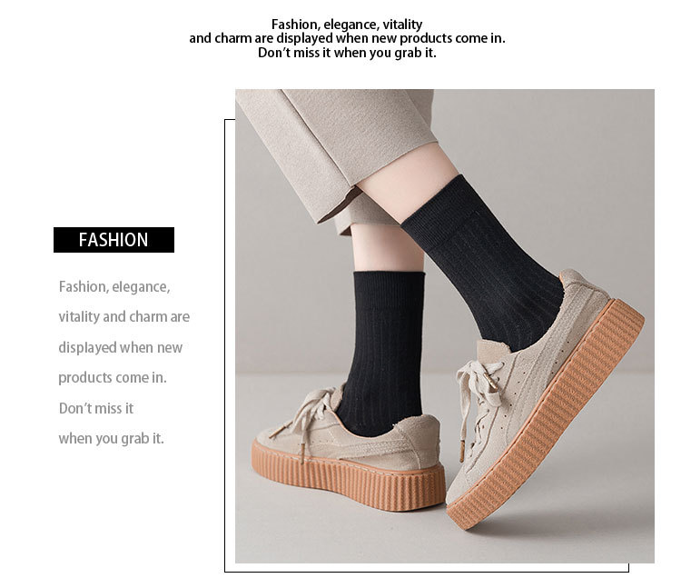 Meias Femininas de Cor Sólida Empilháveis