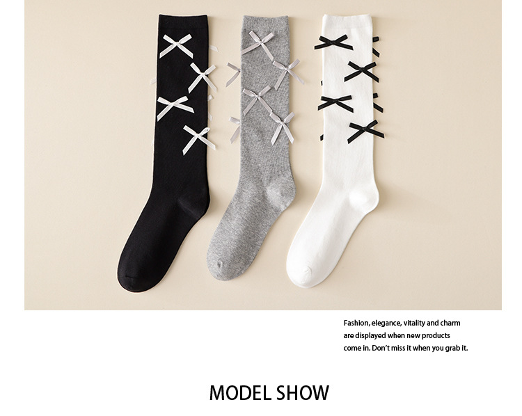 Meias de algodão com laço