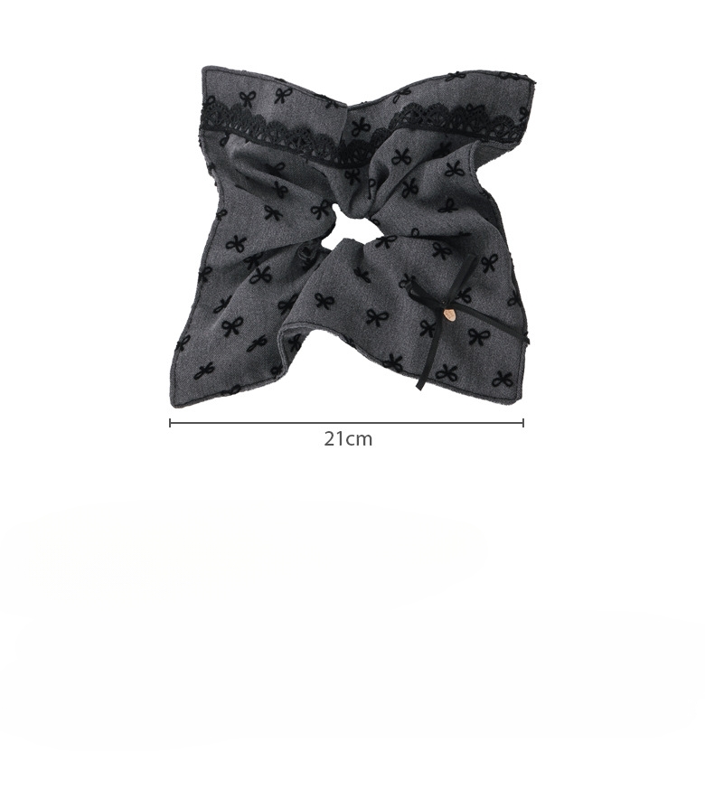 Szara Kokardkowa Opaska z Koronkową Krawędzią