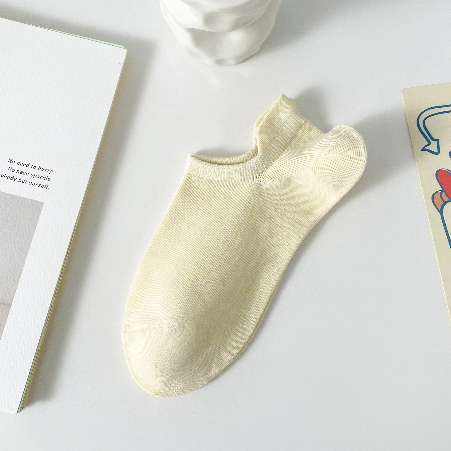 여성용 파스텔 컬러 인비저블 앵클 삭스