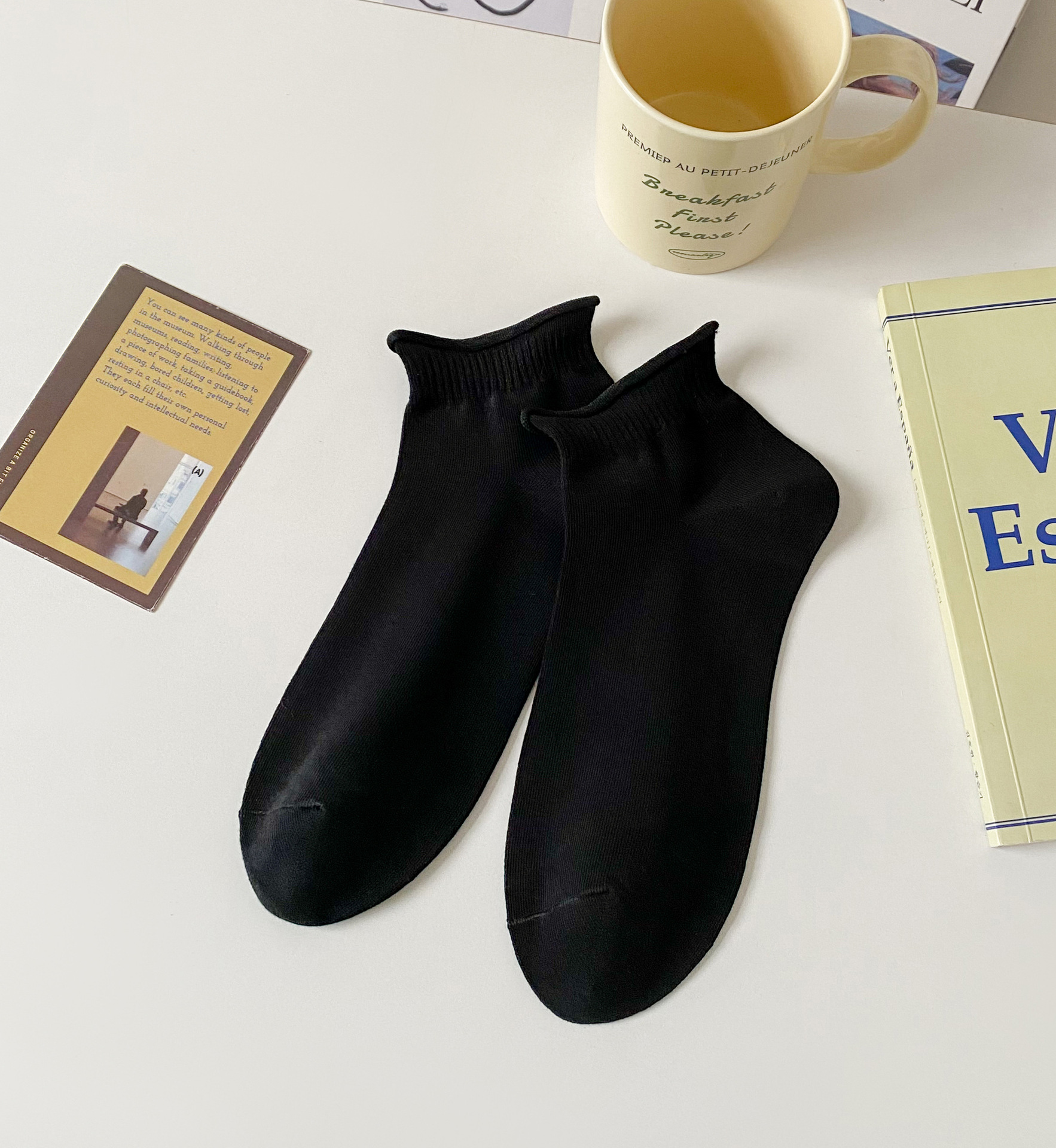 レディース通気性コットンノーショーソックス