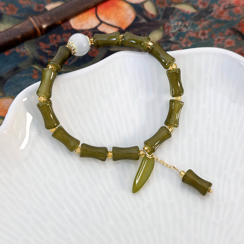 대나무 매듬 캣츠아이 비즈 팔찌