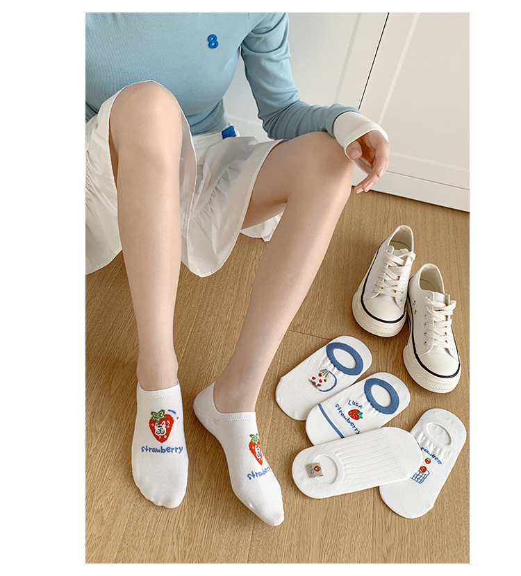 과일 패턴 여성용 발목 양말