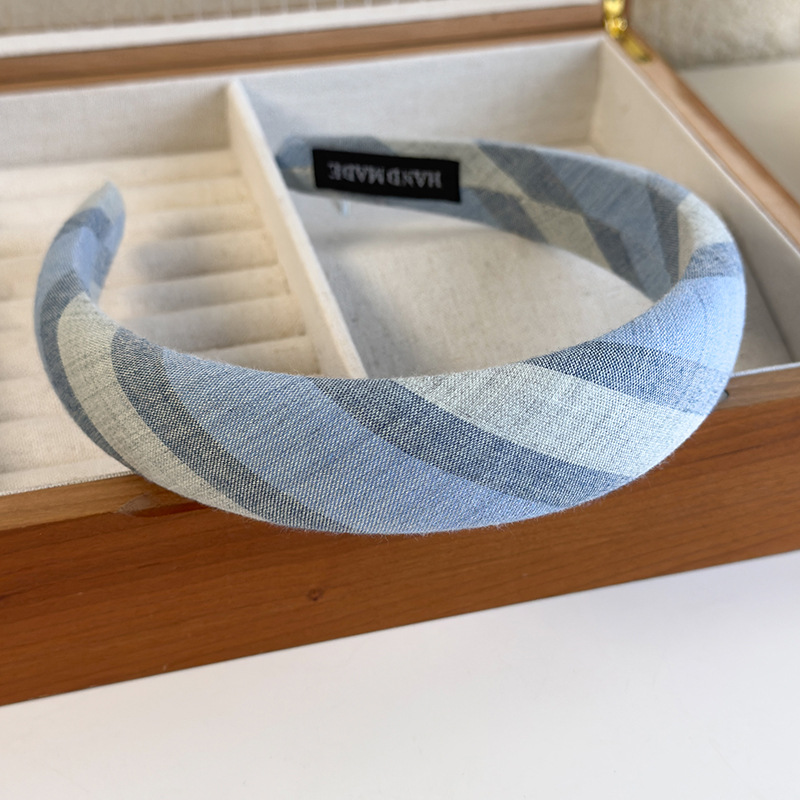 Diadema con Lazo de Cuadros Azules