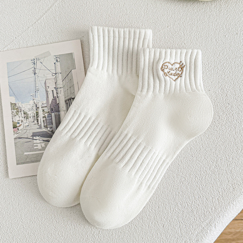 Broderade Hjärta Crew Strumpor