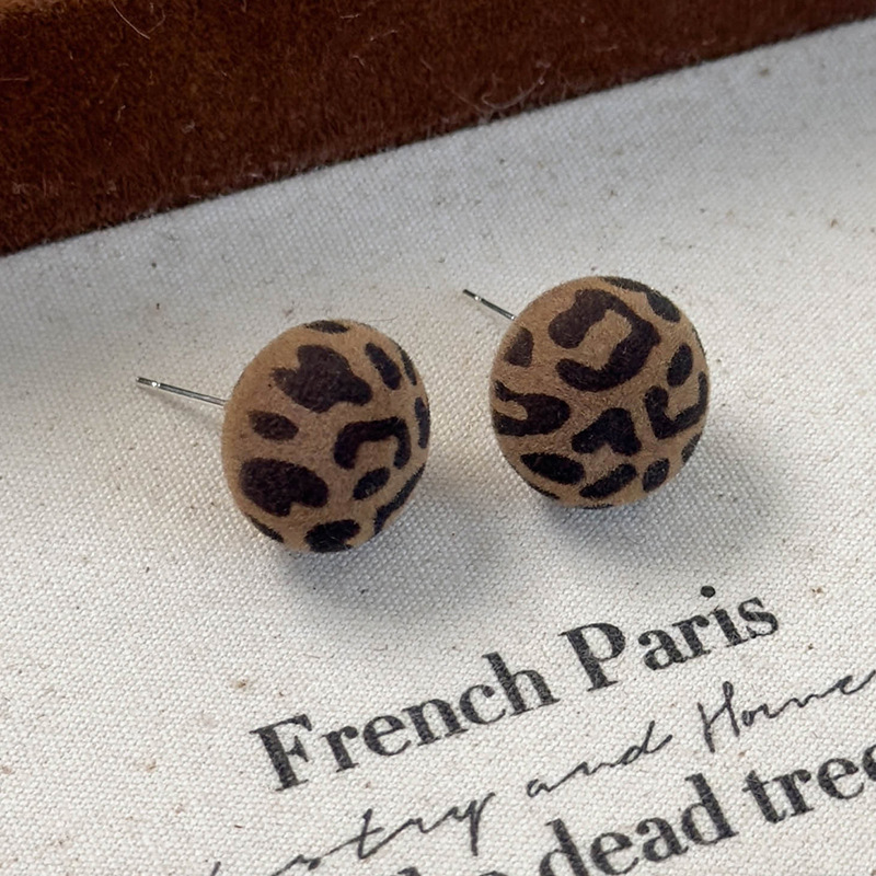 기하학 무늬 레오파드 플록 이어링