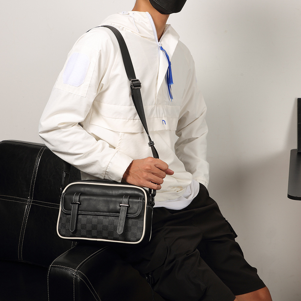 Heren Schoudertas met Ruitpatroon