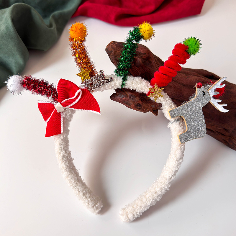 Bandă pentru Păr din Pluș de Crăciun cu Clip