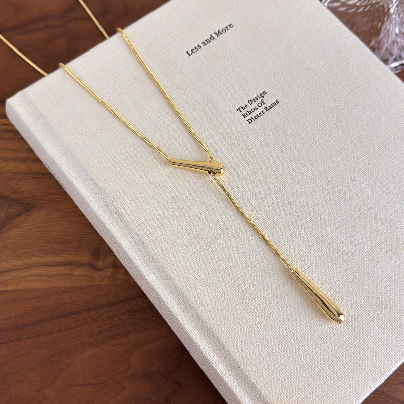 Мінімалістичний Намисто Зміїний Ланцюг з Підвіскою Краплею