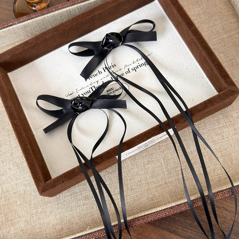 Pince à Cheveux Ruban Rose Argenté