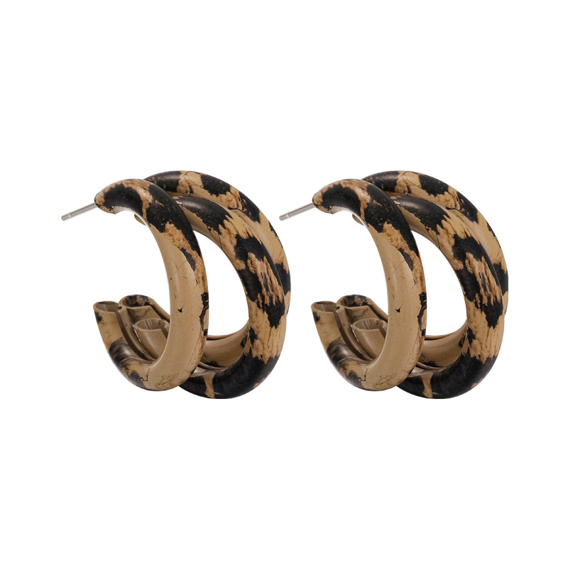 Cercei Dublu cu Print de Leopard