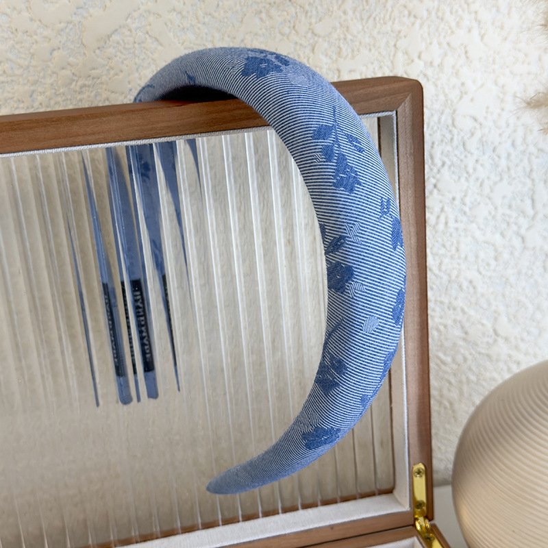 Diadema con Lazo de Cuadros Azules