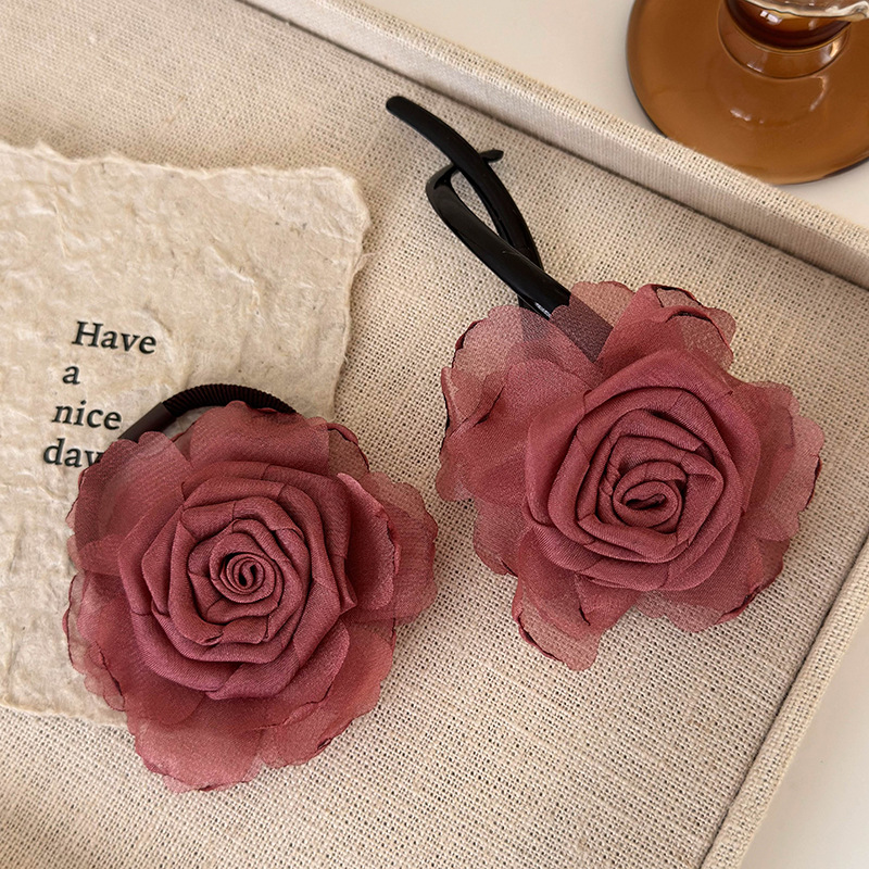 Grampos e Elásticos para Cabelo Flores de Rosa