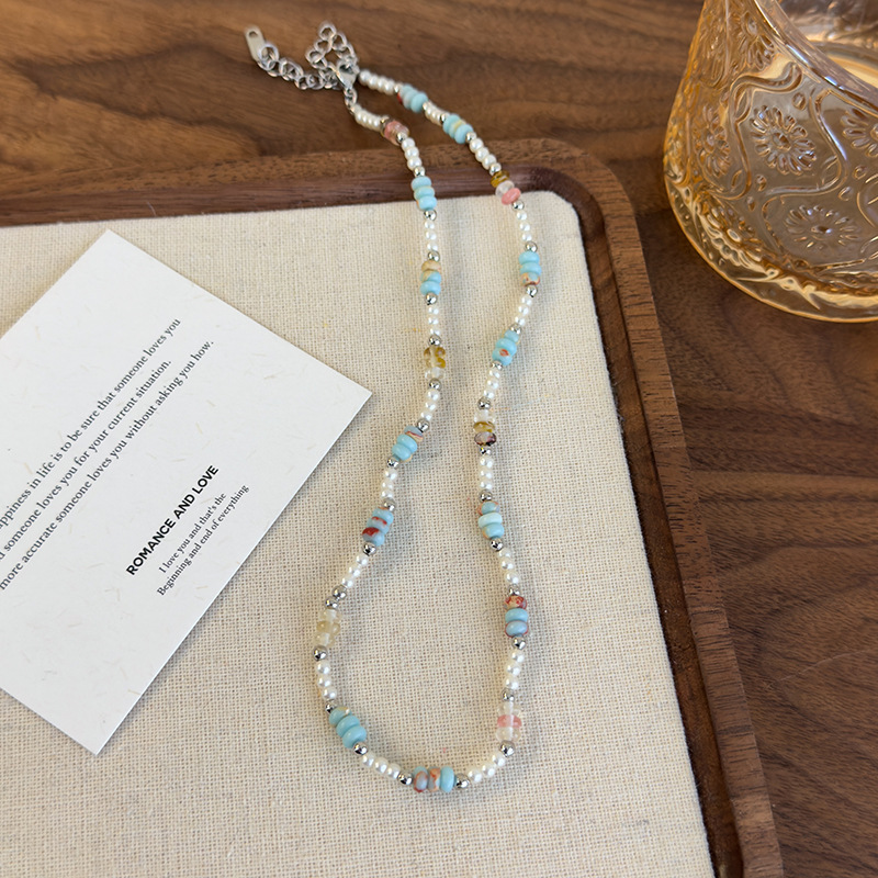 Stone Imitation Pearl Beaded Necklace