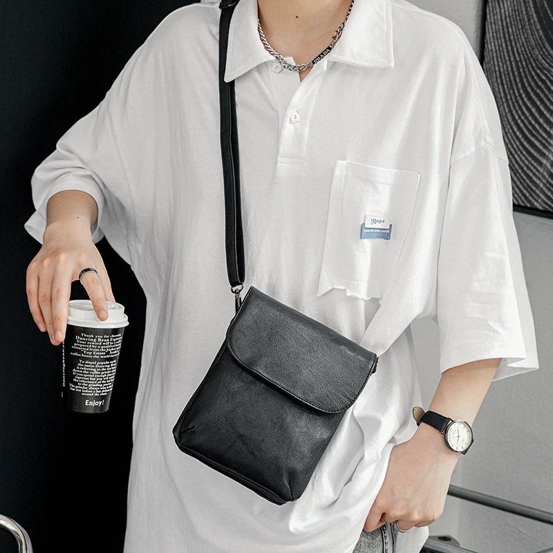 Borsa a tracolla uomo PU con catena