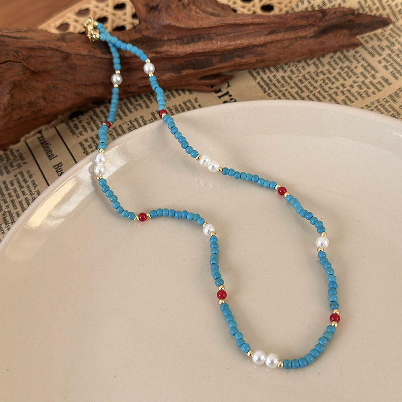 Геометричне намисто-чокер з перлами