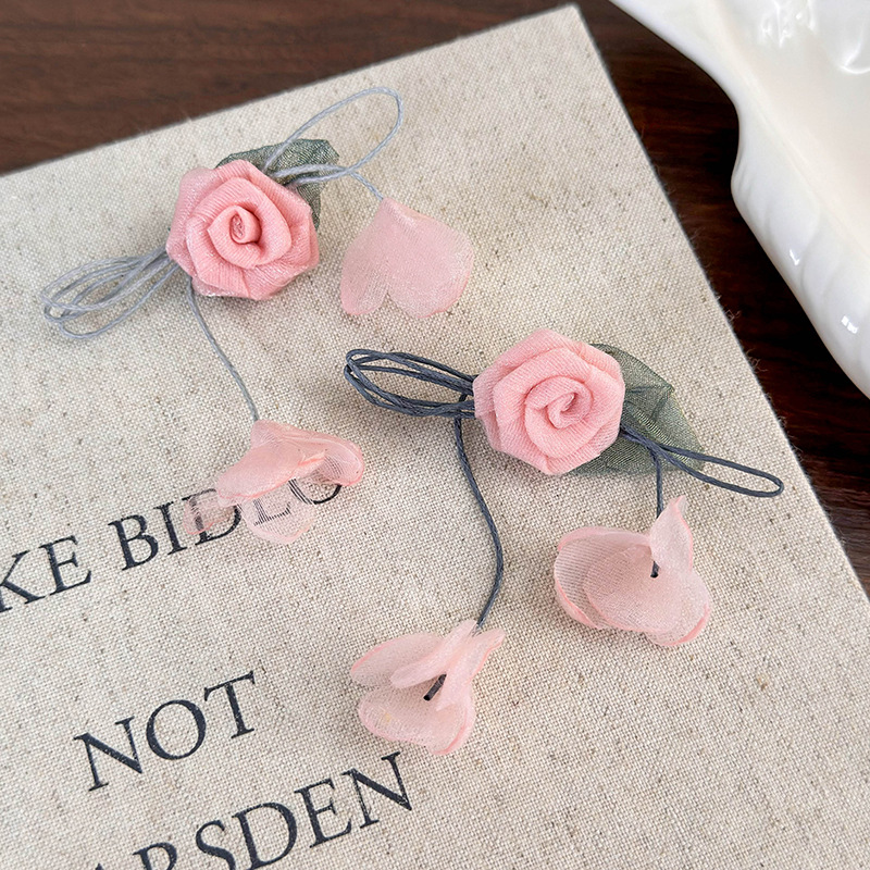 Vintage Růžové Květinové Náušnice