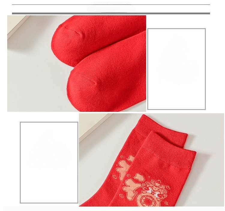 Röda bomullsstrumpor mid-calf för damer