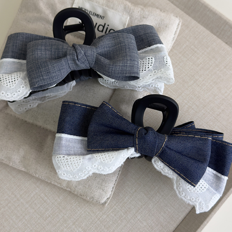 Agrafă de Păr cu Aplică Denim Franceză