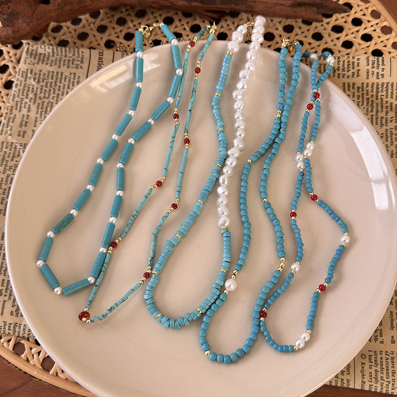 Геометричне намисто-чокер з перлами