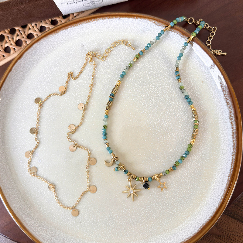 สร้อยคอโบฮีเมียนดอกทานตะวันเรขาคณิต