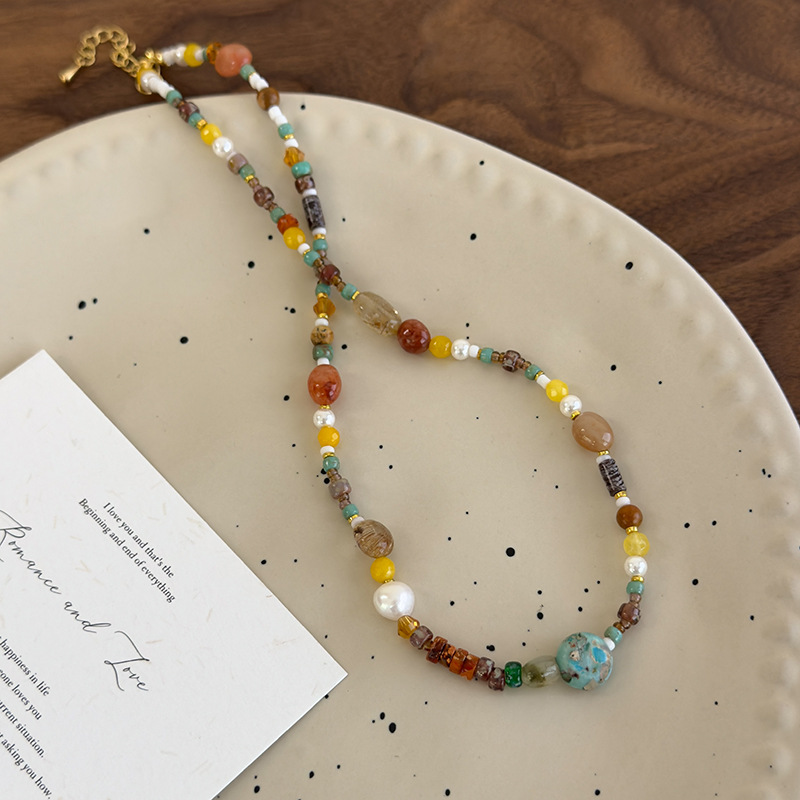 Natural Stone Pearl Bead Necklace