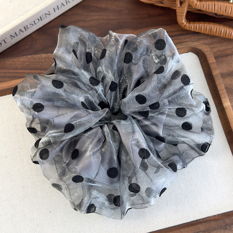 Scrunchie Organza Szara Podwójna Warstwa