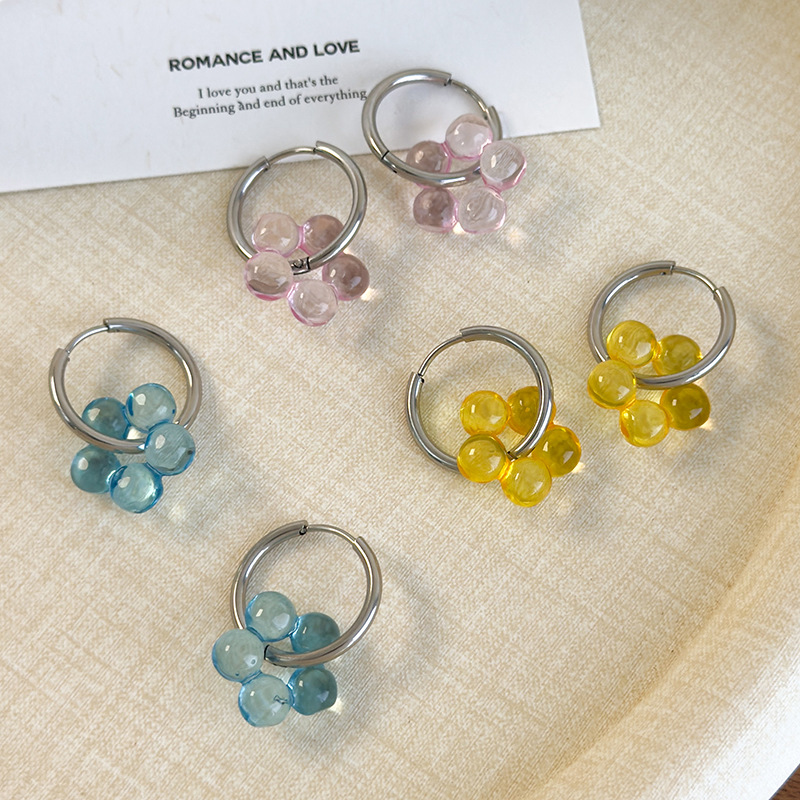 ต่างหูดอกไม้สดน่ารัก