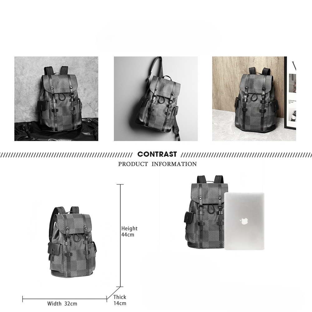 Мужской рюкзак в клетку Большой вместимости