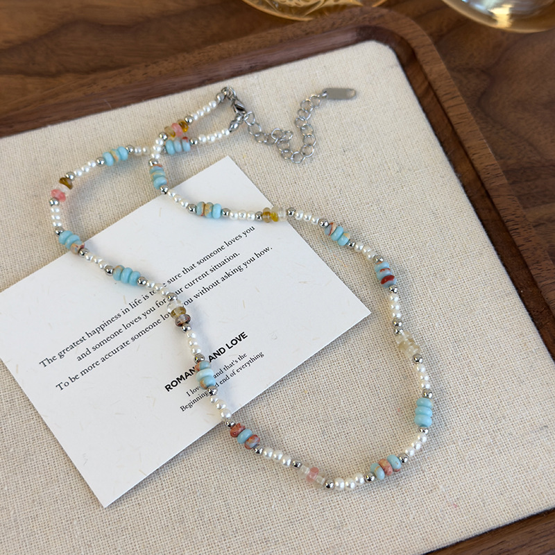 Stone Imitation Pearl Beaded Necklace