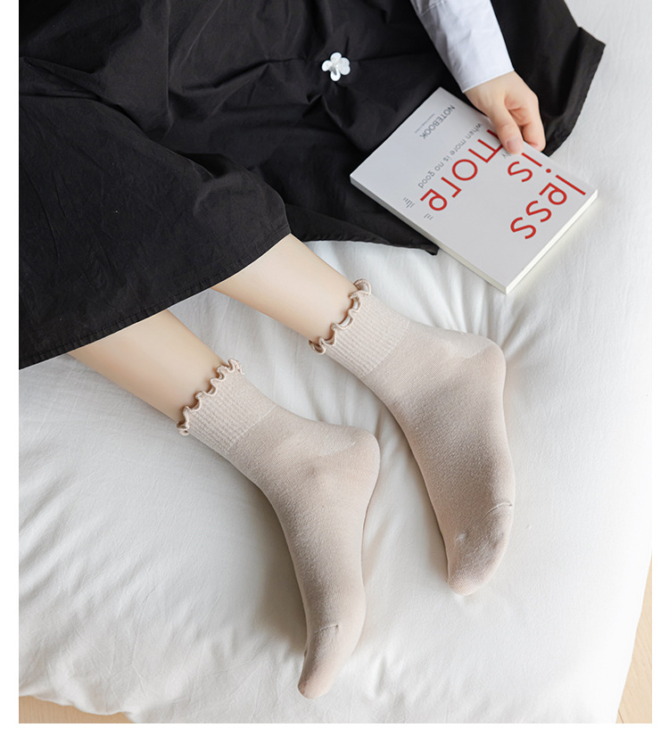ถุงเท้ายาวครึ่งน่องผ้าฝ้ายสำหรับผู้หญิง