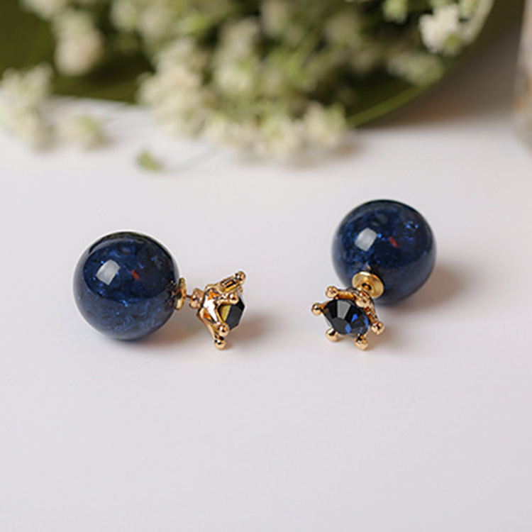 양면 크라운 크리스탈 귀걸이