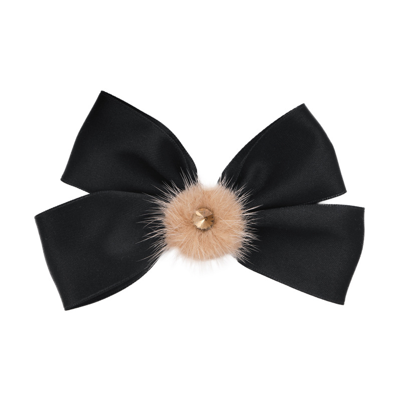 Satynowa Spinka do Włosów z Kokardą i Pomponem