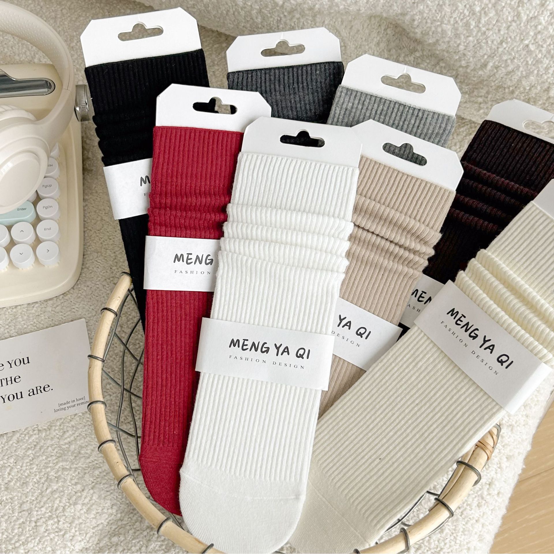 ถุงเท้ายาวถึงน่องผ้าฝ้ายสำหรับผู้หญิง