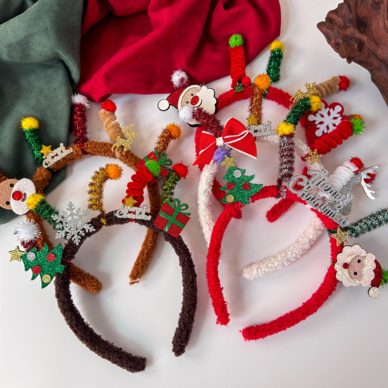 Bandă pentru Păr din Pluș de Crăciun cu Clip