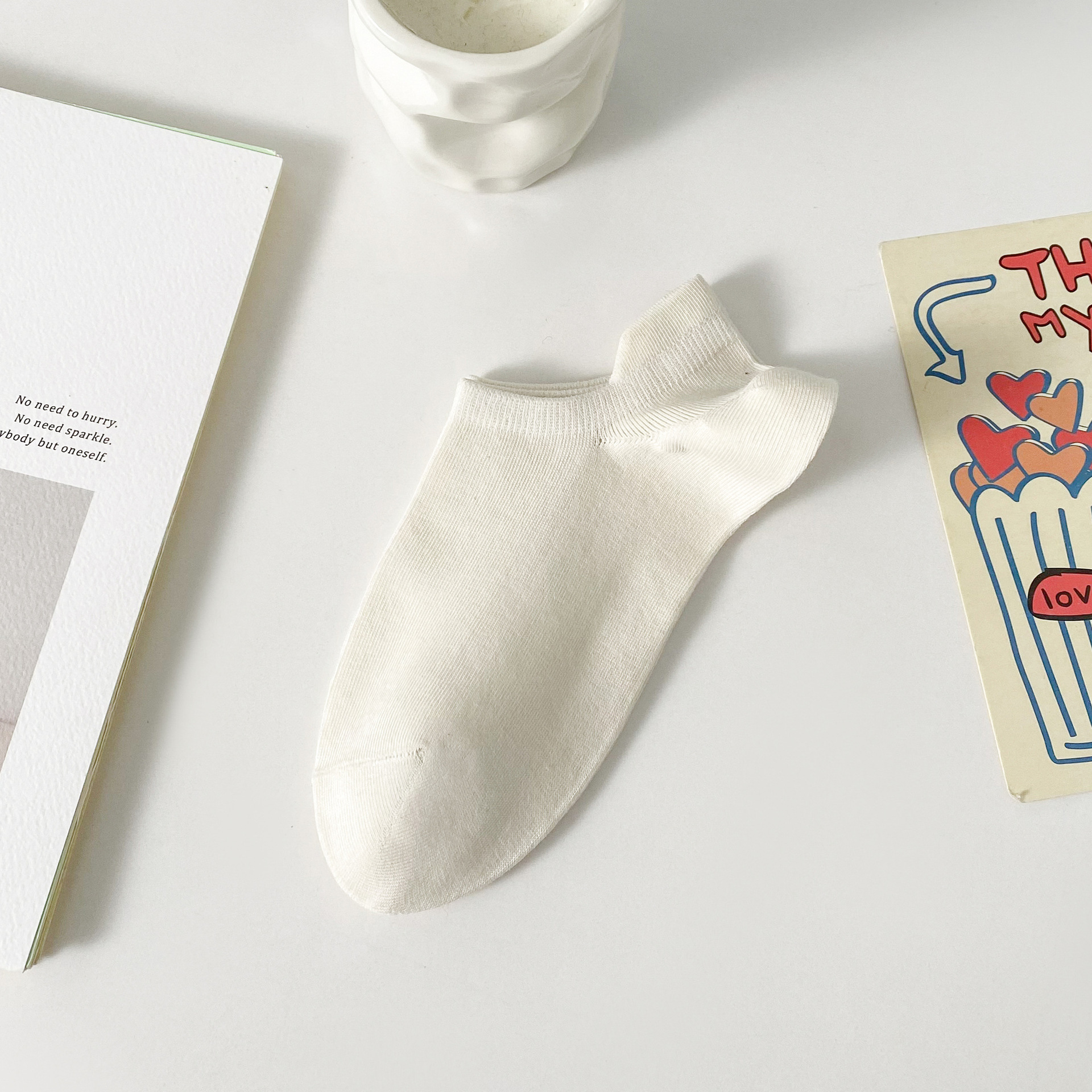 여성용 파스텔 컬러 인비저블 앵클 삭스